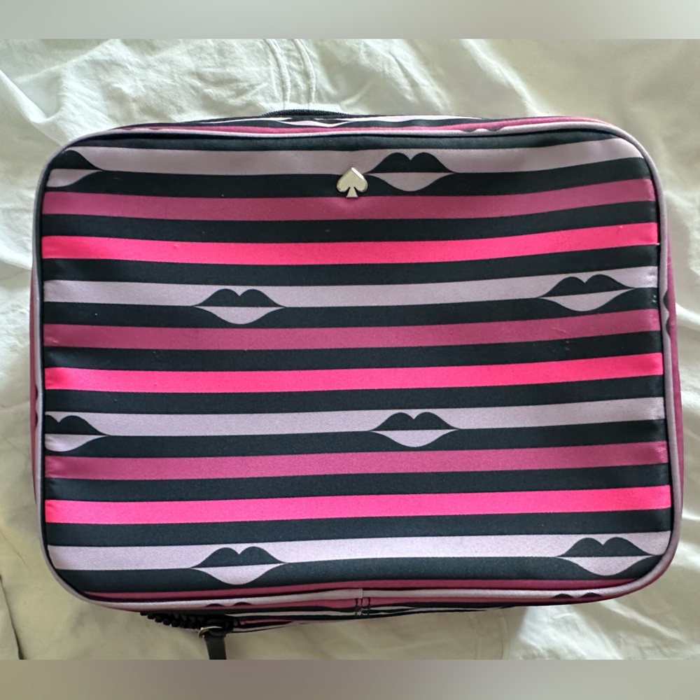 Kate Spade Cosmetic Makeup Bag with Pink Purple and Navy Blue